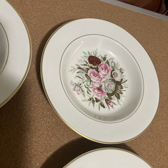 VNTG Royal Jackson Lady Lee Set 4 Rimmed shallow roses Soup Bowls - Picture 15 of 16